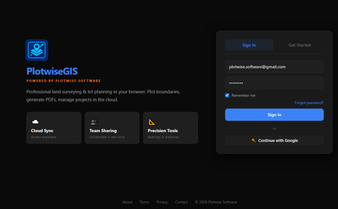 PlotwiseGIS data input interface